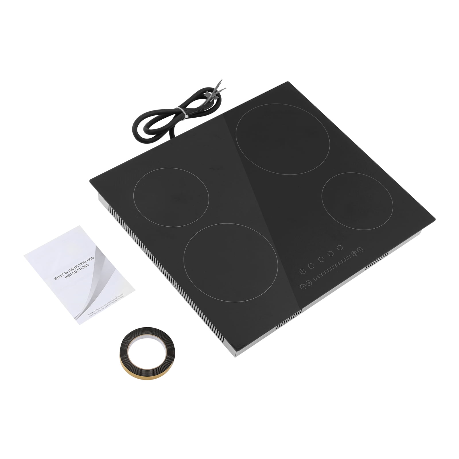 24 Inch 4Burner Ceramic Electric Cooktop, HardWired 110120V 3000W Countertop & Builtin Stover, Overheat Protection for Home Kitchen