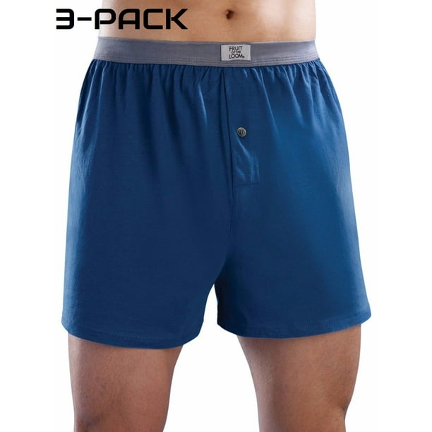 Fruit Of The Loom Men's Knit Boxers,3 Pack, Light Blue,Size XL