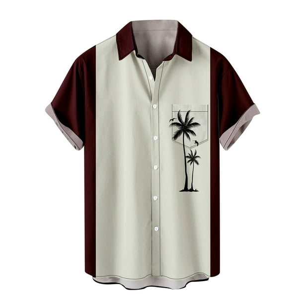 Hombres Casual Botones Sólidos Playa Con Bolsillo Turndown Camisa De Manga Corta Blusa Pompotops oipoqjl45521