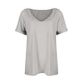 thumbnail image 4 of Women’s Deep V Neck Short Sleeve Loose Fit Casual Top Soft Lightweight Relaxed Fit Tee for Daily Wear Office Travel School Light Gray XL, 4 of 5