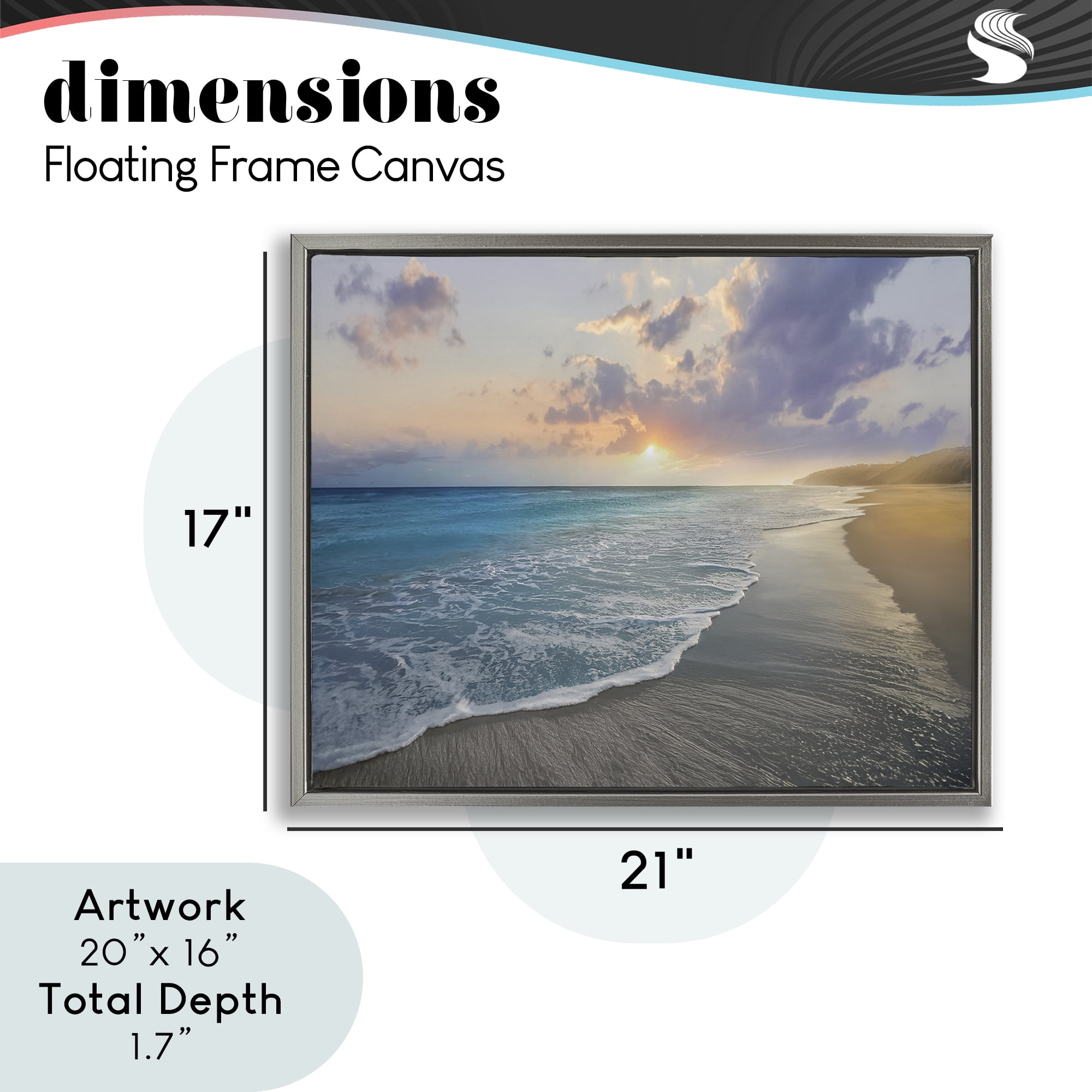 Stupell Industries Sunset over Tranquil Coast Gray Framed Floater Canvas Wall Art, design by Mike Calascibetta