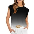 thumbnail image 1 of QUINDOS T-Shirts pour Femmes Noir Été Mode Gym Décontracté Col Rond Sans Manches T-shirt Blouse Débardeur pour Femmes, 1 of 4