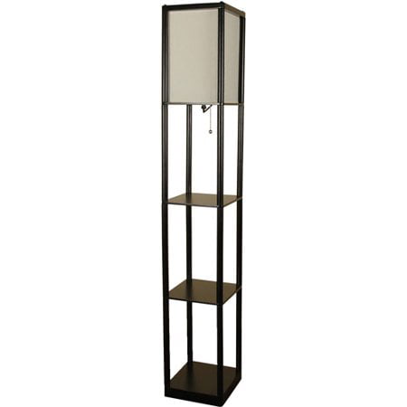 Mainstays 62 Inch Tall Shelf Floor Lamp, Black with White Fabric Shade -  Walmart.com