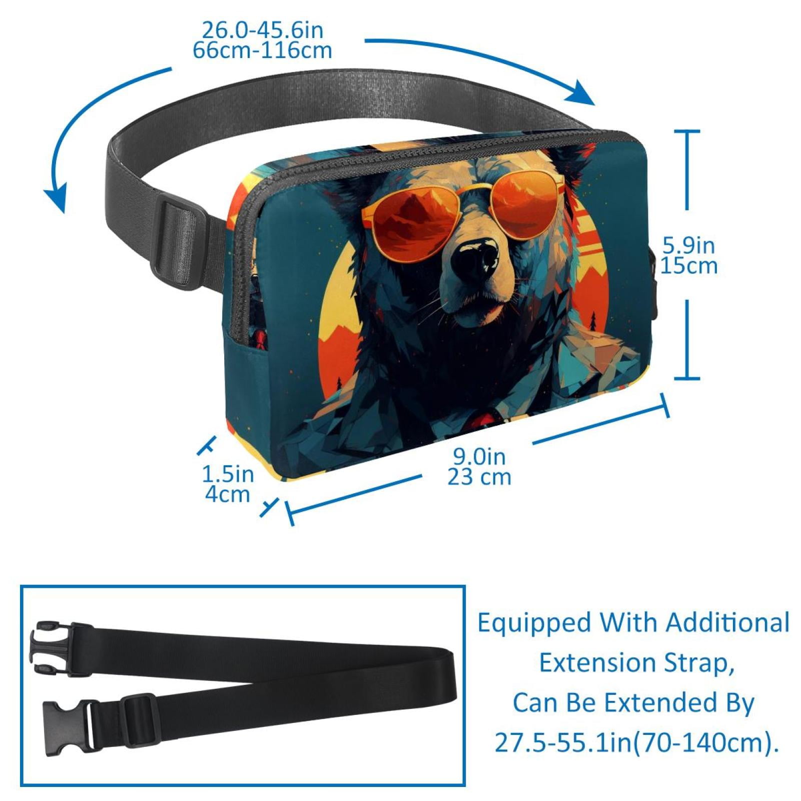 Bears Lightweight Adjustable Fanny Pack with Extension Strap - Unisex Waist Packs Crossbody Bag