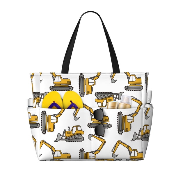 Fotbe Funny Excavator Bolsa de Viaje para Playa - Resistente al Agua, Bolsa Tote de Gran Capacidad y Ligera con 7 Bolsillos para Mujeres y Hombres