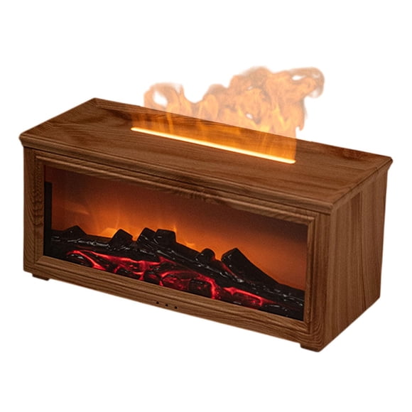 DOLITY Colorful Flame Effect Essential Oil Diffuser 6H 8H 10H Timing Aroma Diffuser Light Brown