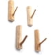 thumbnail image 1 of Ganchos de pared de rama de árbol de madera, ganchos de abrigo de madera montados en la pared, ganchos adhesivos decorativos rústicos, llavero, toallero, paquete de 4 (ancho 2,5 cm-3 cm) Jormftte LRWJ686, 1 of 5