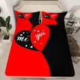 thumbnail image 2 of Manfei Kawaii Love Heart 4pcs Bed Sheets for Female Women Girls,Black Red King Sheets,Romantic Couple Lover Super Cozy Sheet Set,Microfiber Bedroom Decor, 2 of 7
