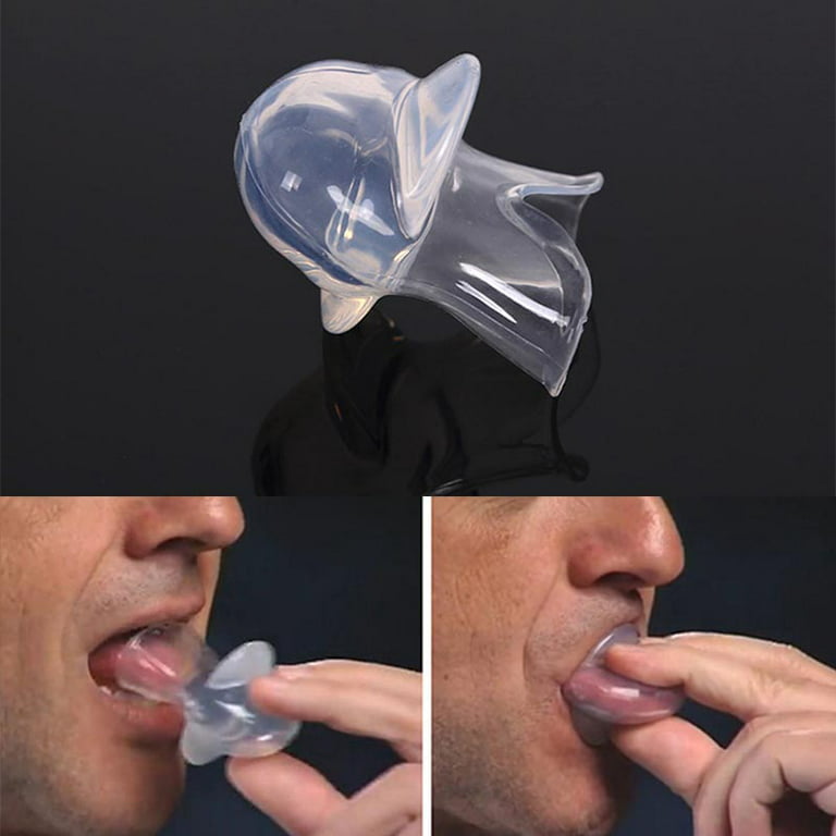 Silicone Anti Snore Tongue Retaining Device with Case Stop Snoring  Breathing Sleep Aid Tool