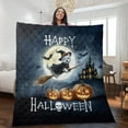 thumbnail image 2 of Happy Halloween West Highland White Terrier Witch Pumpkins Bats Quilt Blanket Westie Westy Dog Lover Cozy Comforter Throw Blanket - 13012, 2 of 5