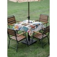 thumbnail image 4 of Outdoor Tablecloth with Umbrella Hole for Patio/Picnic/Party/Camping, Summer Gnomes Nautical Waterproof Table Cloth Square Cover Washable, Blue Coastal Grey Wooden (60"x 60"), 4 of 8
