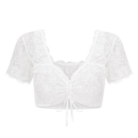 

Sexy Hot Girl Style Super Short V-neck Lace Top 2022 French New Foreign Trade Tie Short-sleeved Shirt lingerie for women sexy crotchless lingerie for women strappy lingerie