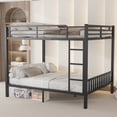 thumbnail image 3 of Kacho Queen Over Queen Metal Bunk Bed, Metal Bunk Bed Frame with Ladder and Slats Support for Kids Adults Teens, Bunk Bed with Safety Full-Length Guardrails, Noise Free, Easy Assembly, Black, 3 of 10