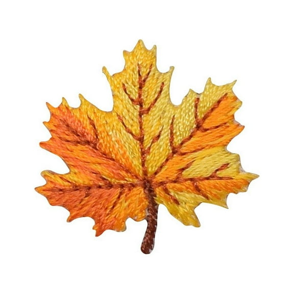 Mini - Tree Leaf - Fall - Autumn Orange/Yellow - Embroidered Patch/ Iron on Applique