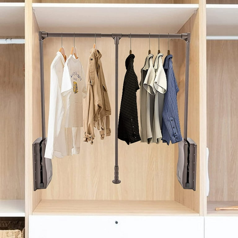 Retractable Closet Pull Out Rod Wardrobe 1piece, Pull-Out Closet Valet Rod  Bearing 25KG,Clothes Coat Hanger,Wardrobe pull out clothes hanger organizer