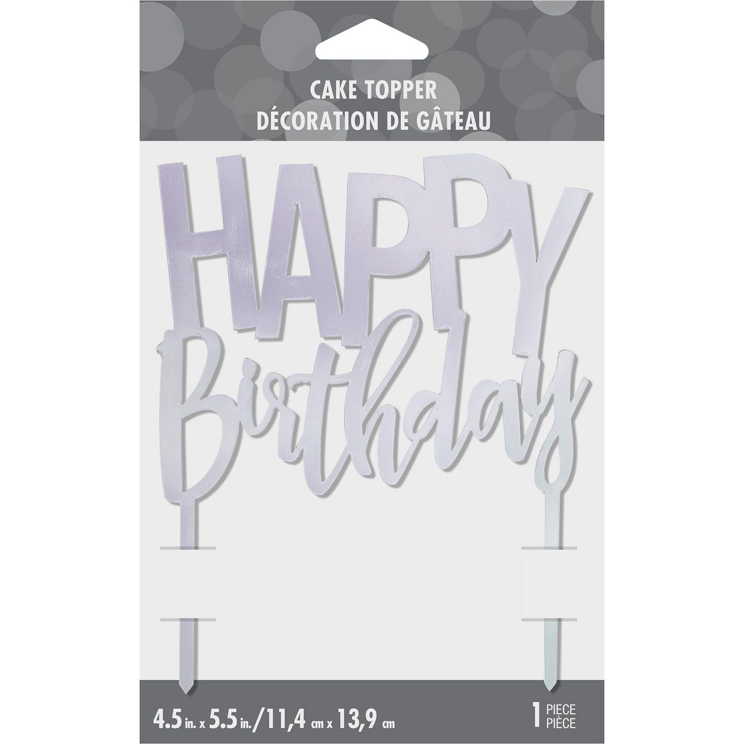 Garniture de gâteau d'anniversaire en papier d'aluminium argenté 4,5 po x 5,5 po, 1 ct.