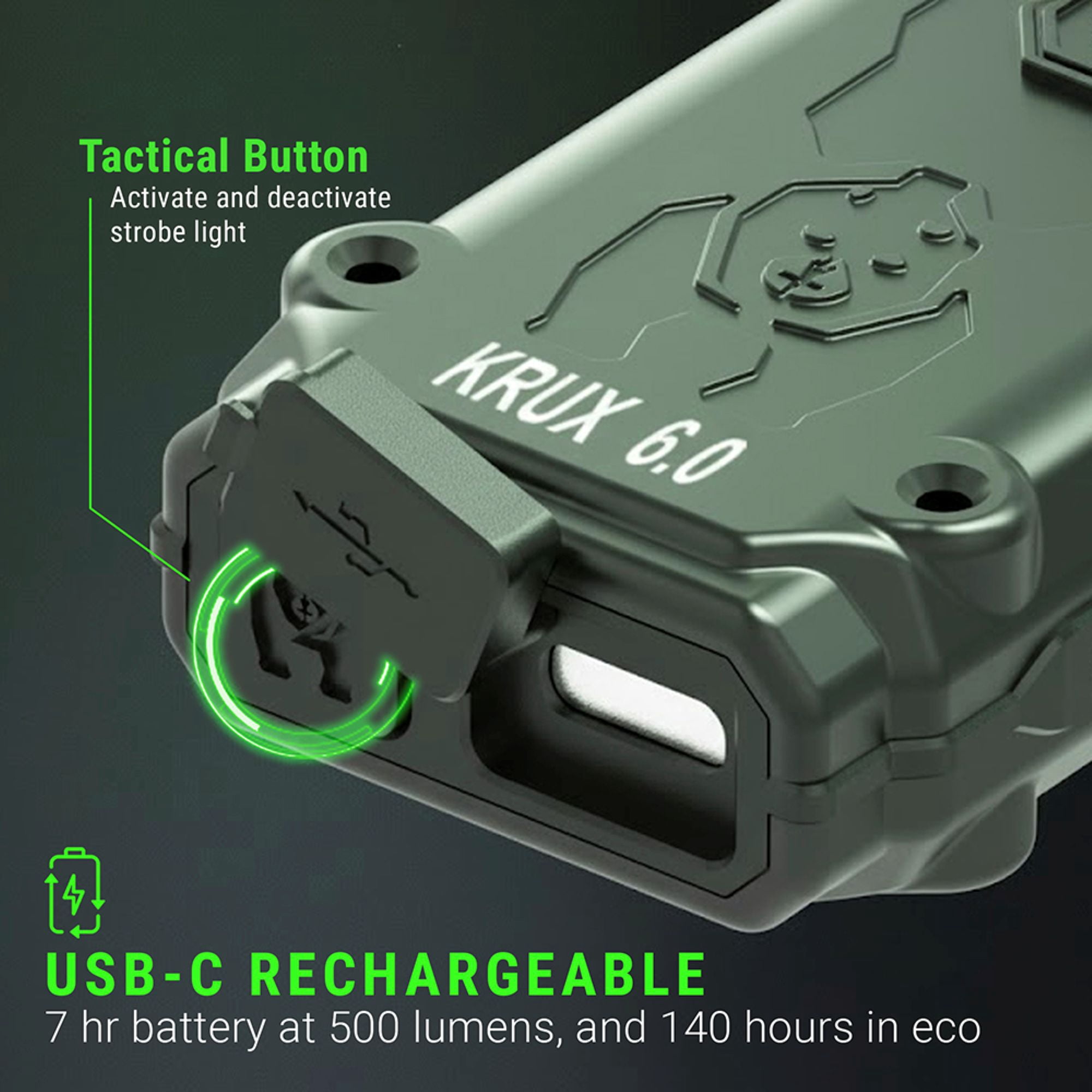 Kodiak Krux 6000-Lumen LED Work Light, USB-C Rechargeable Flashlight, 6 Light Modes, Black