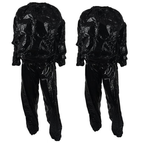 2 Pcs Heavy Duty Fitness Weight Loss Sweat Sauna Suit Exercise Gym Anti-Rip Black, XXXL & 4XL