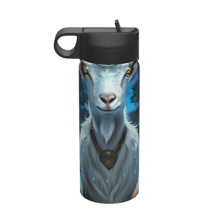 

Fuzoiu Forest Meditating Goat Print 18oz Insulated Sports Kettle Outdoor Sport Gym Stainless Steel Water Bottle With Straw Lid