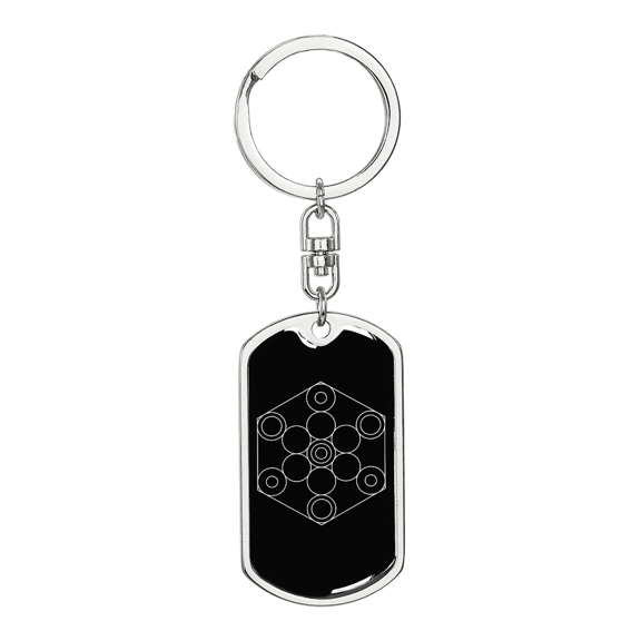 Sacred Geometry The Fruit of Life Stylized Version Stainless Steel or 18k Gold Premium Swivel Dog Tag Keychain