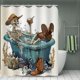 thumbnail image 5 of Cortina de ducha de tela con refuerzo inoxidable para el cuarto de baño, 5 of 5