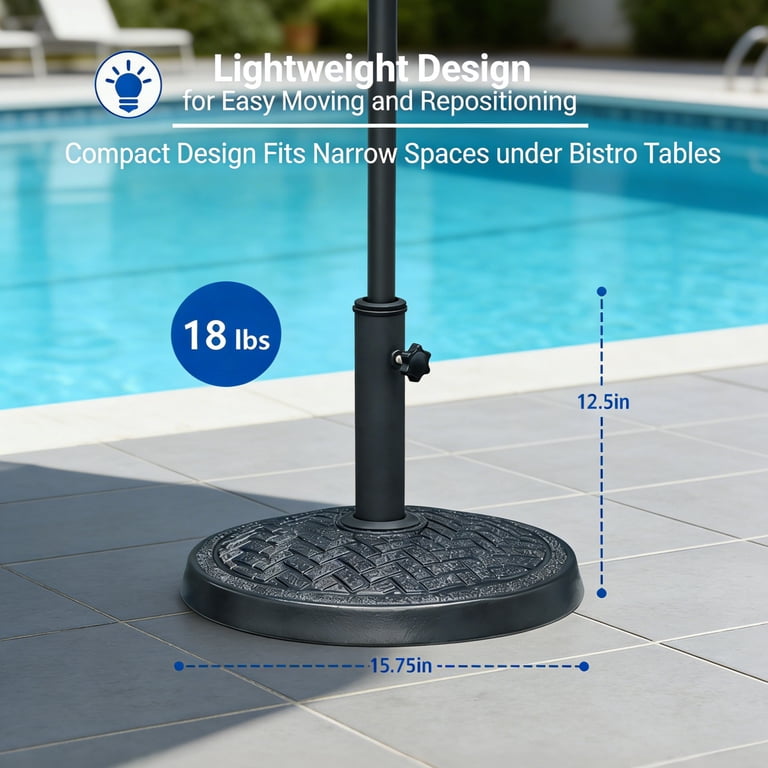 KOOL Compact Umbrella Base, 18 lbs, 16-Inch Round, Black photo 3