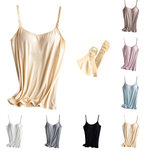 Iyufng Maternity Nursing Tank Tops with Built in Bras,Crew Neck Sleeveless Pregnancy Tops with Adjustable Straps