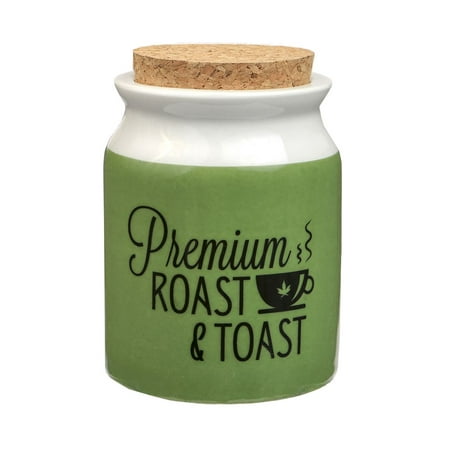 Light Toast - Fashioncraft Fashioncraft Large Green Roast and Toast Novelty Stash Jar Novelty Home Decor