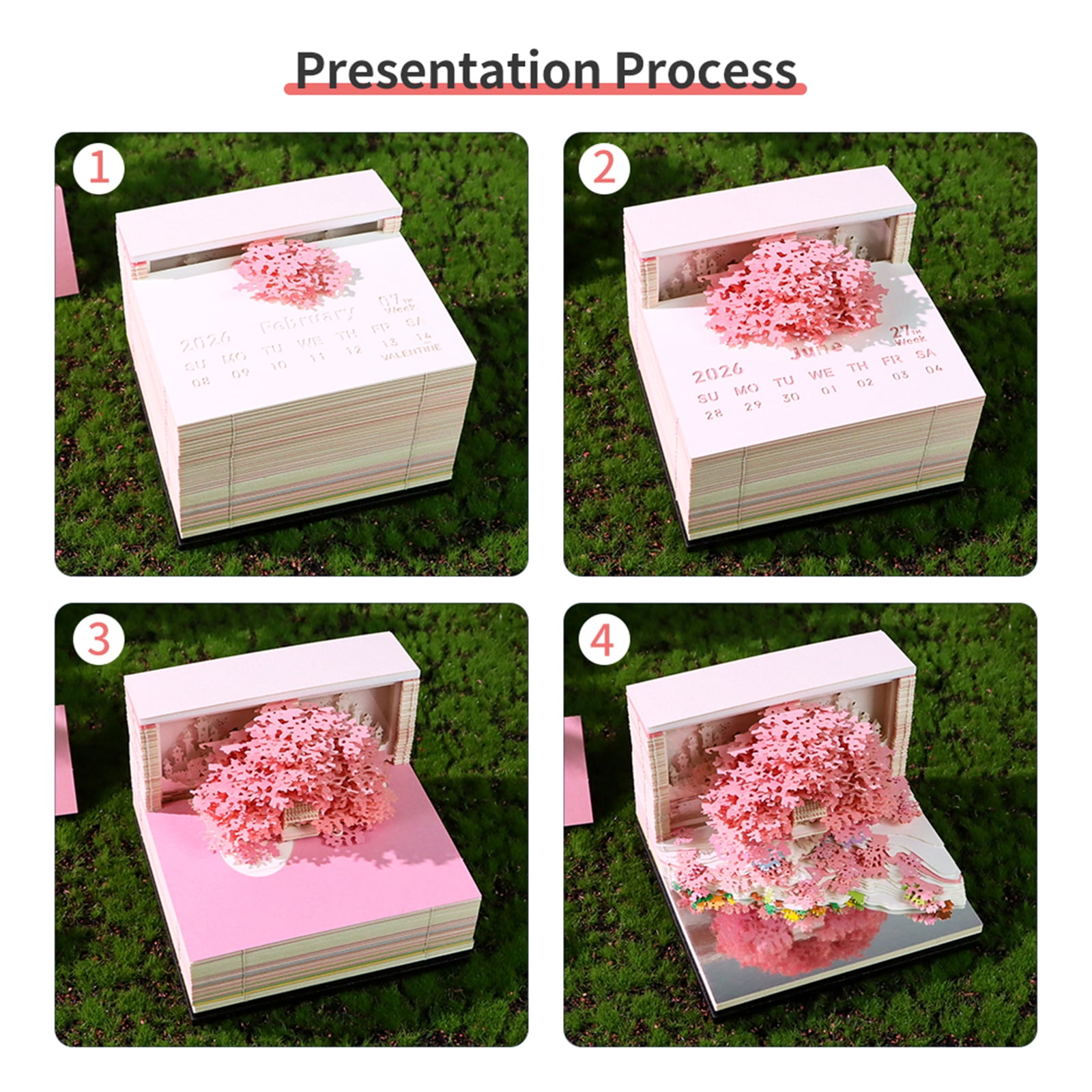 2026 Art Grade Blossomy Scheduler, Weekly Planner with LED Light Feature, Press Button Office