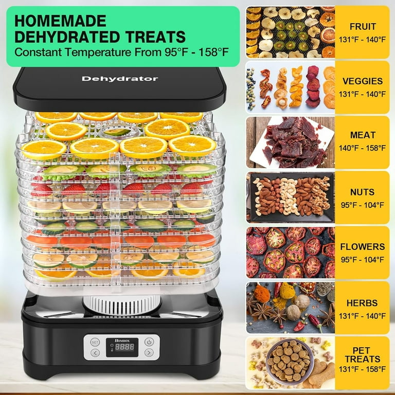 Food Dehydrator Machine, 5-Trays Electric Dryer Dehydrators for Food and  Jerky, Fruits, Vegetables, Meat, Herbs, Flowers, Dog Treats