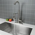 thumbnail image 3 of Logmey Kitchen Faucet with Pull Down Sprayer, Brushed Nickel Commercial Spring Kitchen Sink Faucet Single Handle Pull Out Sink Faucets with Deck Plate Suit to 1 or 3 Holes, 3 of 6