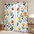 thumbnail image 2 of Manfei Colorful Cartoon Floral Black Out Curtains,Rustic Flower Curtains Pack of 2 (42x63 Each),White Green Orange Bedroom Curtains For Children,Super Cozy Room Decor, 2 of 6