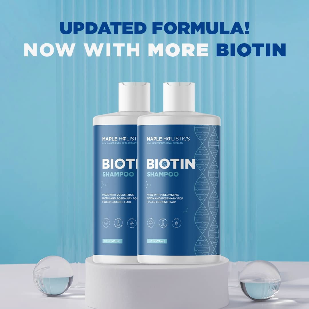 Volumizing Biotin Shampoo for Thinning Hair - Thin Hair Shampoo with Rosemary Argan and Essential Oils for Hair Care - Vegan Sulfate Free Shampoo for Damaged Dry Hair 2 Pack
