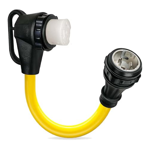 50 Amp 90 Degree RV Plug, NEMA SS2-50P to SS2-50R RV Adapter, Heavy Duty Extension Cord with 1.5Ft Power Locking Male and 90 Degree Locking Female Ends$$Tools & Hardware Other