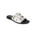 thumbnail image 1 of New Women Leatherette Open Toe Triple Buckle Flat Sandal - 17965, 1 of 6