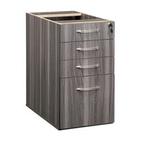 Pemberly Row Contemporary 4 Drawer File Cabinet in Gray Steel