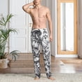 thumbnail image 4 of Salouo Monochrome Botanical Illustration Print Pajama Pants for Men, Lounge Pants Elastic Waistband Casual Men's sleepwear Loungewear Sleep Pajama Pant -Medium, 4 of 7