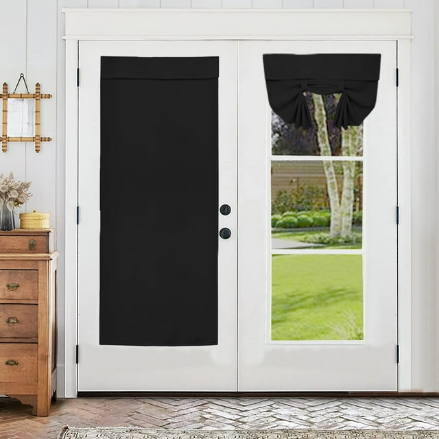 Rosnek Blackout Door Curtain, Privacy French Door Curtain Tricia Tie up