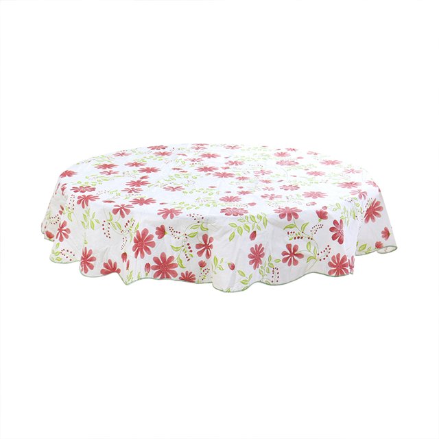 Unique Bargains Nappe de Table Ronde Rouge de 60 Pieds pour Pique-Nique à la Maison, Imprimé Floral, Résistante à l'Eau et à l'Huile, Housse de Nappe