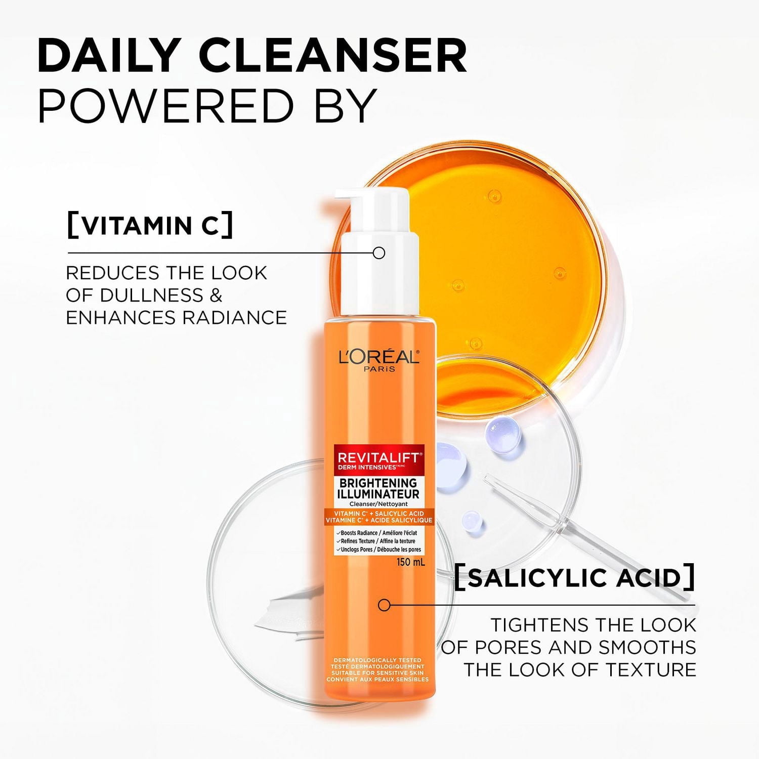 L'Oréal Paris Nettoyant Illuminant pour le visage, 150ml