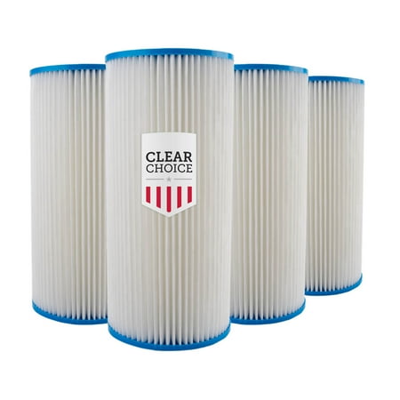 Clear Cartridge Filter - Clear Choice Sediment Filter Cartridge 10in X 4.50in Replacement for Pentek 155101-43 R30-BB, GE FXHSC, Whirlpool WHKF-WHPLBB, American Plumber W30PEHD, Dupont HDC3001, 4-Pk