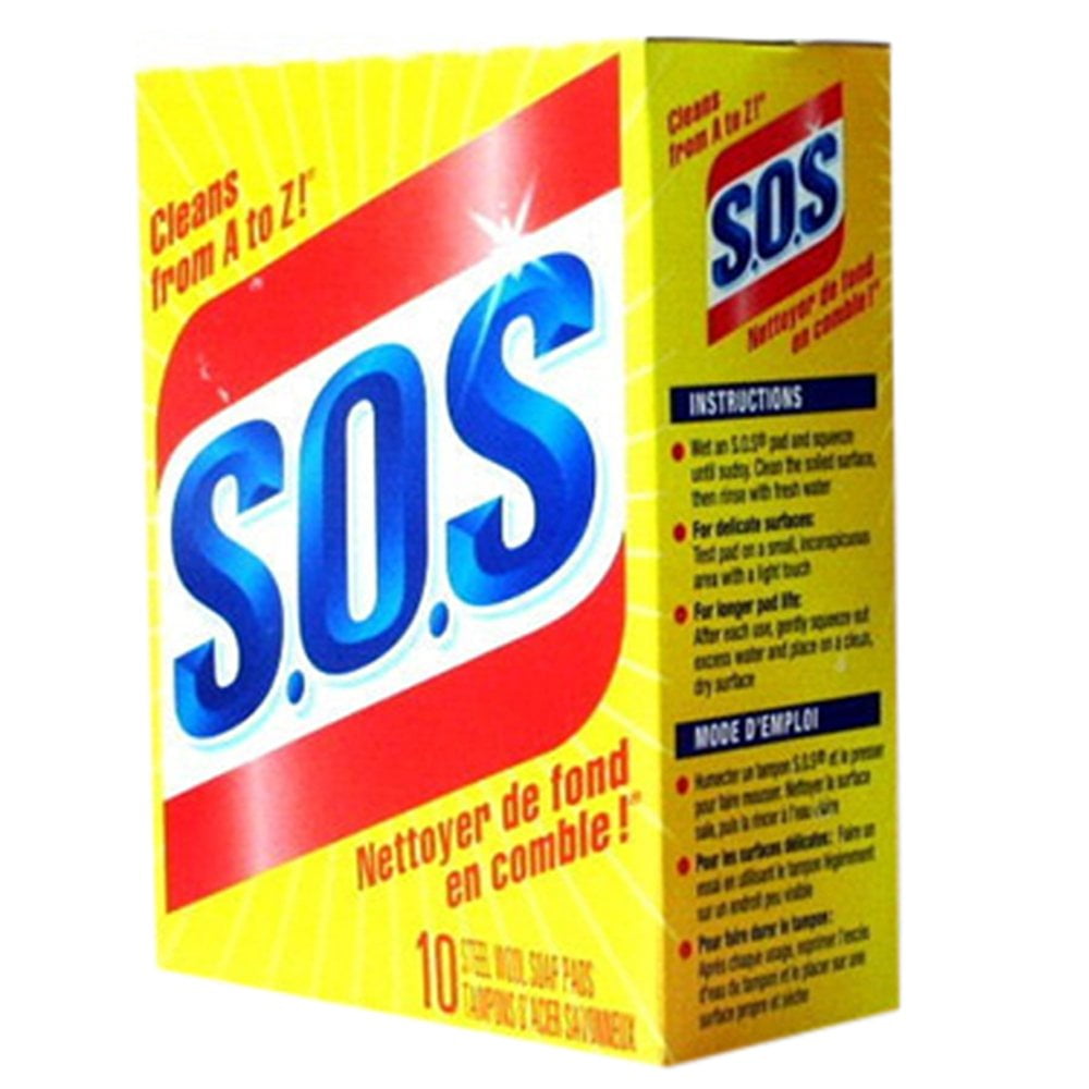 SOS Steel Wool Pads (10 Pads In 1 Pack) 931012