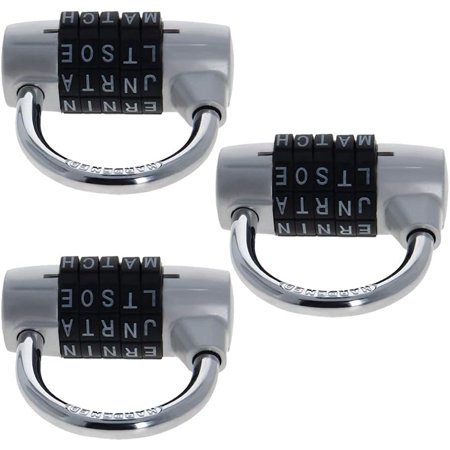 Wellsay 4 Digit Combination Lock,Resettable Combination Padlock, Waterof Shackle Resettable Padlock for m School Cabinets Toolboxes Lage Suitcase Baggage Silver 3PCS