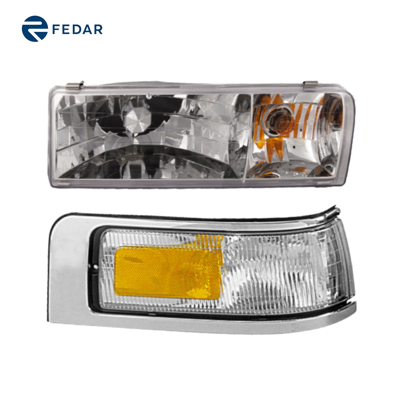 Headlight & Side Signal Light Compatible with 1995 1996 1997 Lincoln Town  Car Passengr Right Side