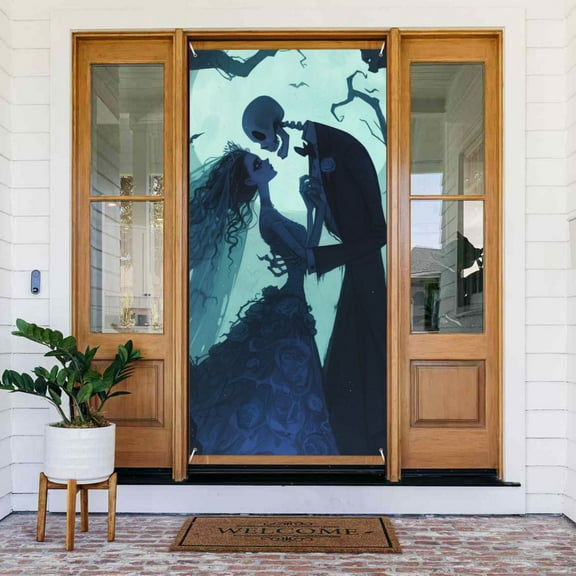 Door Cover Decoration The Nightmare Before Christmas Hanging Banner Backdrop Tapestry Outdoor Party Decor 72.8 x 35.4 Inch