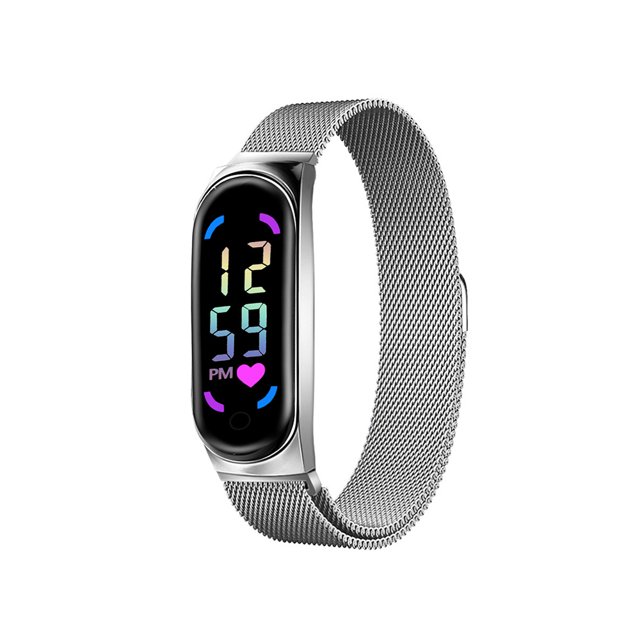 Reloj de pulsera transpirable elegante para niñas, reloj electrónico ajustable de acero inoxidable, regalo para niñas