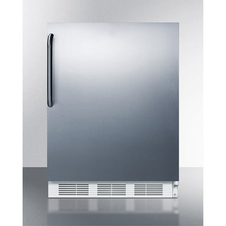 ADA compliant built-in undercounter refrigerator-freezer for residential use  cycle defrost w/deluxe interior  stainless steel exterior  and towel bar handle