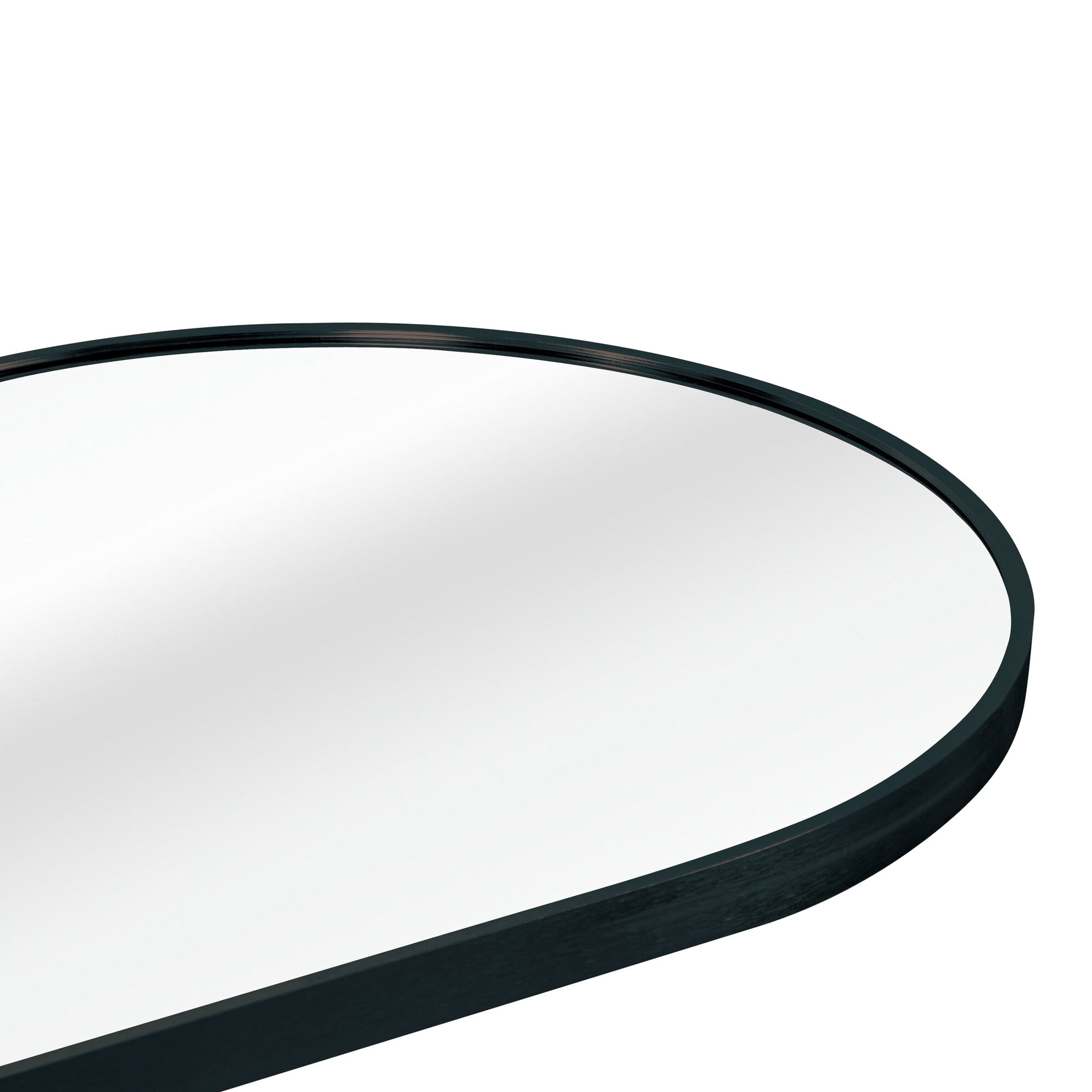 Noble House 63x20 Inch Pill-Shaped Full Length Wall Mirror, Aluminum Framed Vanity Mirror, Black