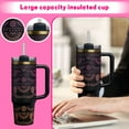 thumbnail image 2 of 40 OZ Stainless Steel Water Bottles Insulated Travel Tumbler with Handle and Straw Large Capacity Floral Pattern Reusable Cup 02-as show, 2 of 4