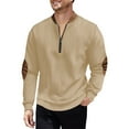 thumbnail image 4 of Puntoco Polo Shirts for Men Golf Shirts Long Sleeve Zip Up Lapel Business Smart Casual Tops Henley V Neck Rugby Coats for Men Khaki XXL(XXL), 4 of 5